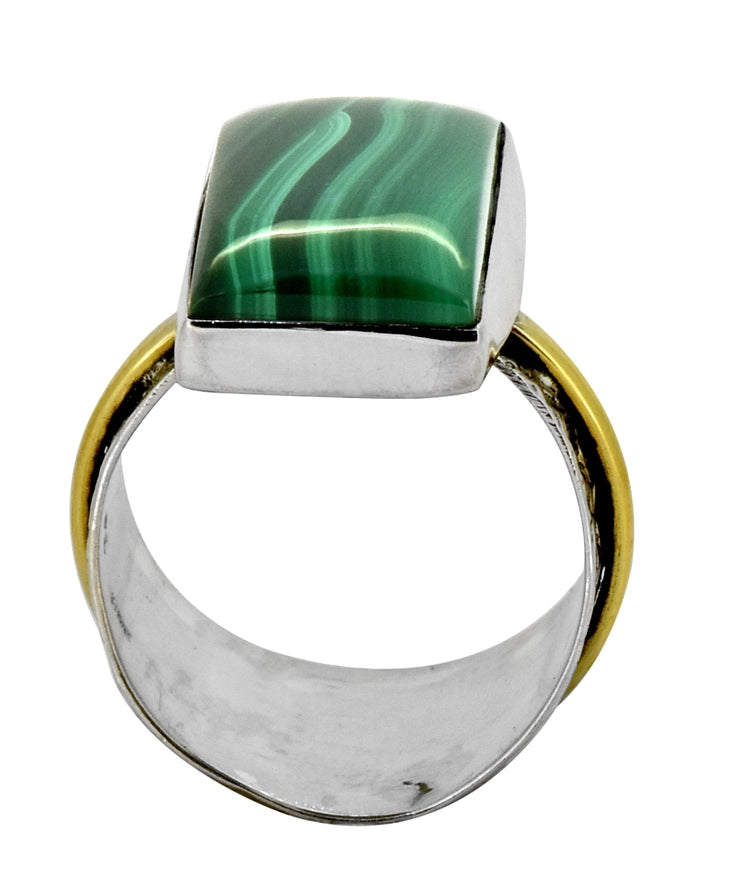 Malachite Gemstone 925 Sterling Silver Brass Statement Ring-Ring-Tiramisu-6-Urbanheer