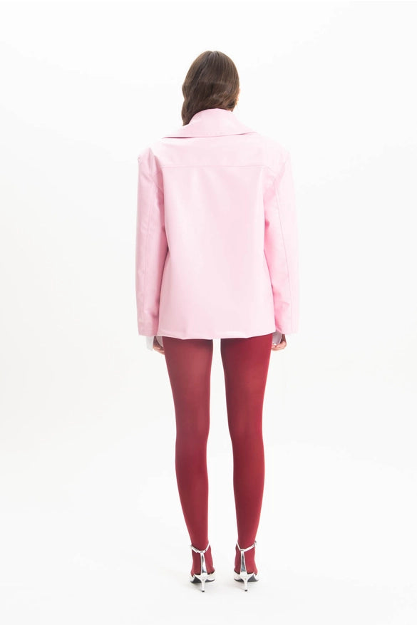 Pink Imitation Leather Jacket-Jacket-Nicole Baratta-One size-Urbanheer