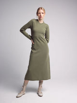 Zoe Cashmere Knitted Long Sleeve Dress Green