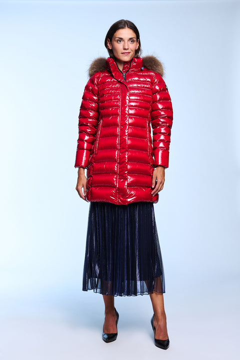 GLOW slim fit First Class long down jacket
