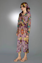 Traditional Loose Fit Artistry Golden Garden Satin Blouse-Nuvula-S-Urbanheer