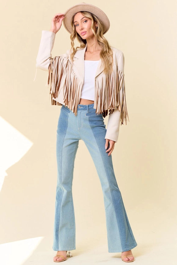 Cream Multi Color Fringe Open Front Jacket-Jacket-Saints & Hearts-S-Urbanheer