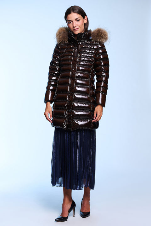 GLOW slim fit First Class long down jacket