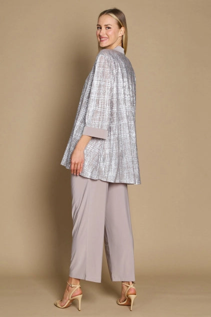 R&M Richards 2587W Metallic Printed Formal Pant Set-Clothing Blazer-Dylan & Davids-Champagne-14W-Urbanheer