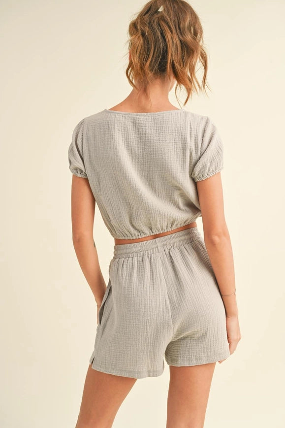 Cotton Gauze Short Set Taupe-Set-Kimberly C-S-Urbanheer