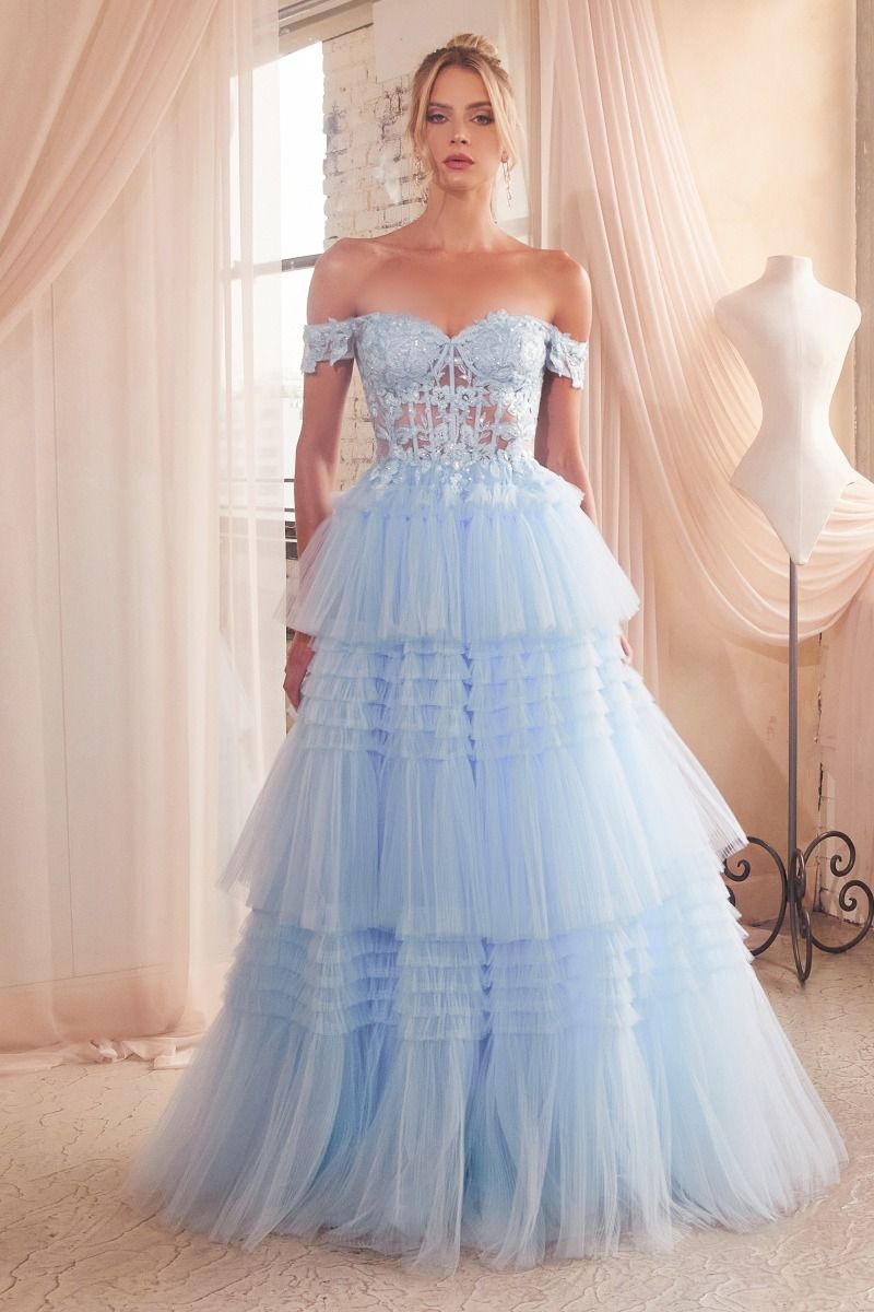 Pleated Tulle Ball Gown-Nightgown-Tux-USA-2-Lt Blue-Urbanheer