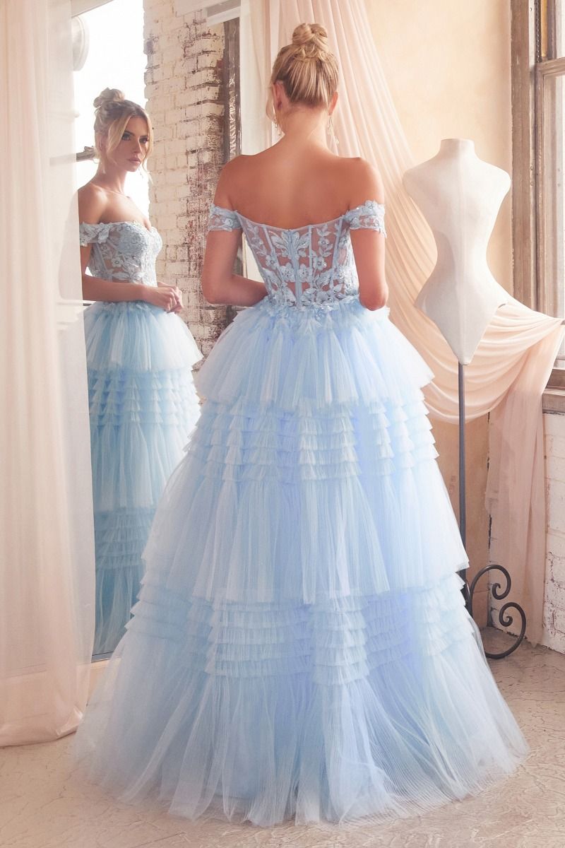 Pleated Tulle Ball Gown-Nightgown-Tux-USA-2-Lt Blue-Urbanheer