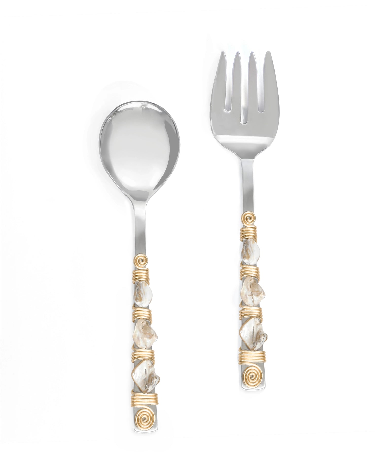 Mother Of Pearl Salad Server & Cake Server Set-Tiramisu-Urbanheer