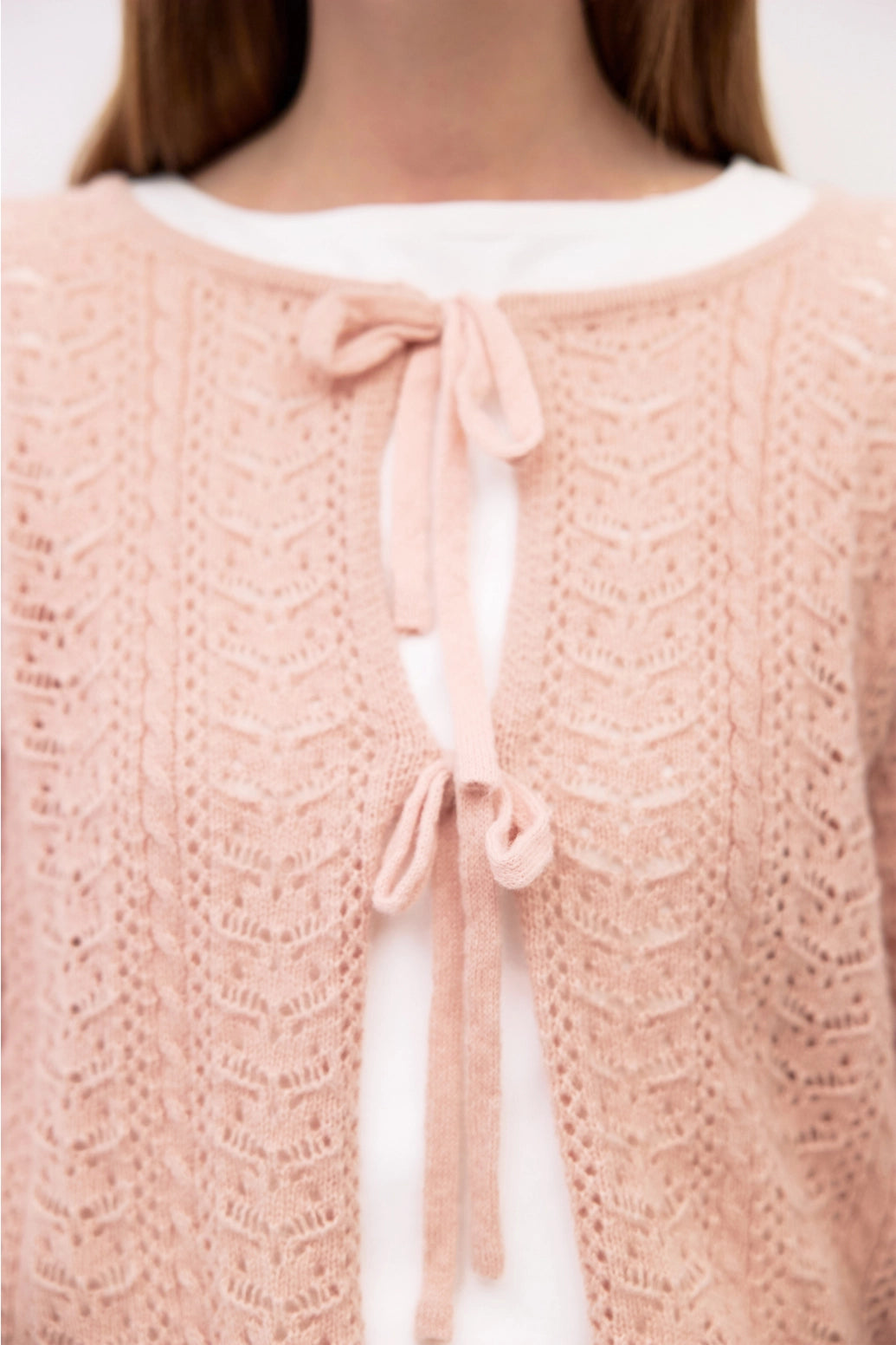 The Avia Cardigan Pointelle Tie Front Cardigan