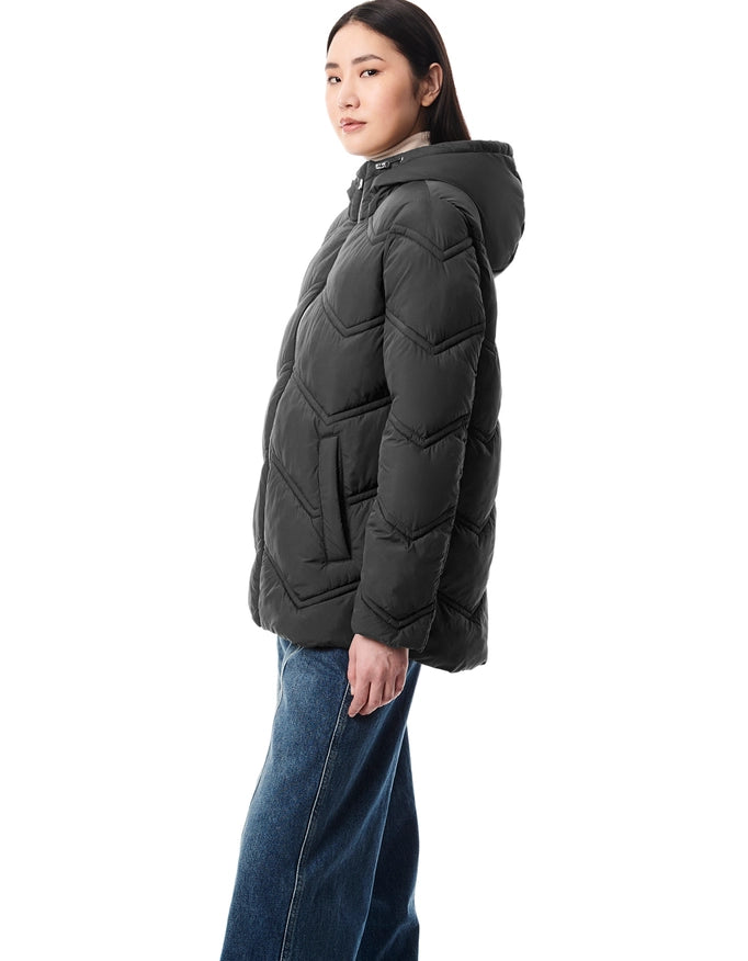 Chevron Quilt Hooded Puffer Black-Hooded Puffer-Bernardo-XS-Urbanheer