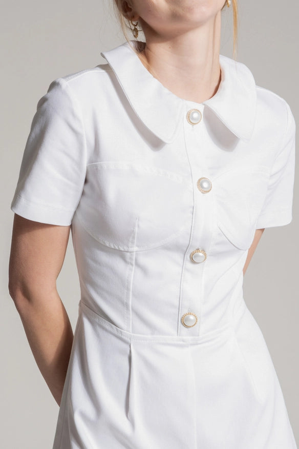 White Denim Short Jumpsuit-Jumpsuit-Nicole Baratta-XS-Urbanheer