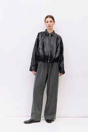 The Lizette Jacket Pleather Drawstring Bomber Jacket