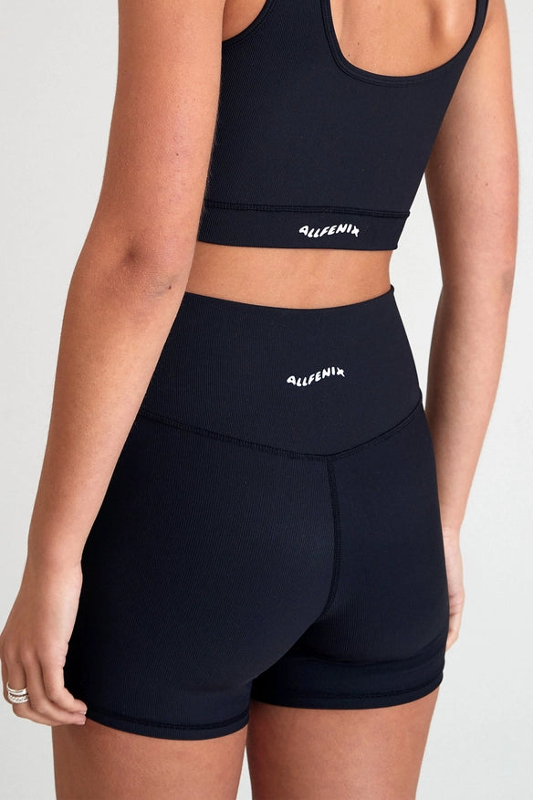 Eco Rib V-Waist 5" Bike Shorts (Black)-Short-All Fenix-XXS-Urbanheer