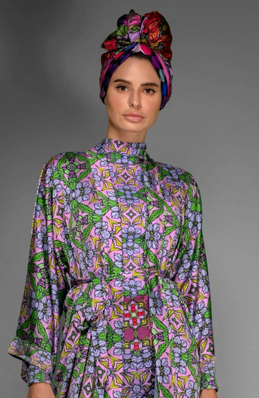 Botanic Stylish Print Trousers Deco Purple Stretchy Leggings-Nuvula-XS-Urbanheer