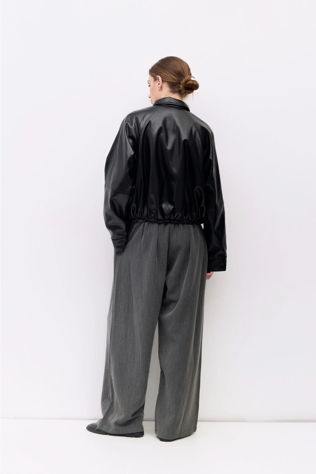 The Lizette Jacket Pleather Drawstring Bomber Jacket