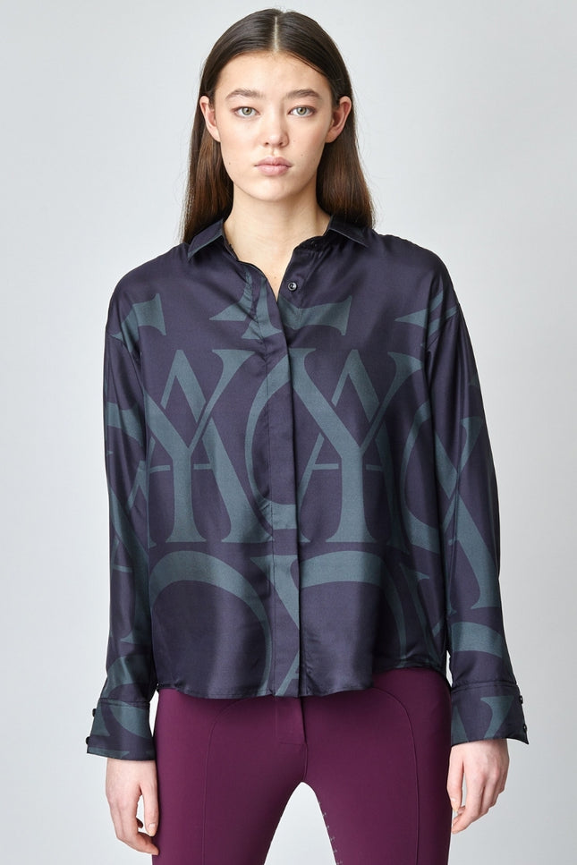 Monogram Silk Shirt Black-SHIRT-Yagya-M-Urbanheer