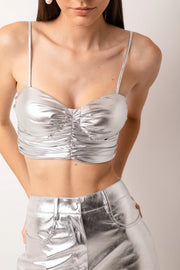 Yaya Metallic Fitted Sleeve Bodice Top-Top-Amy Lynn-S-Urbanheer