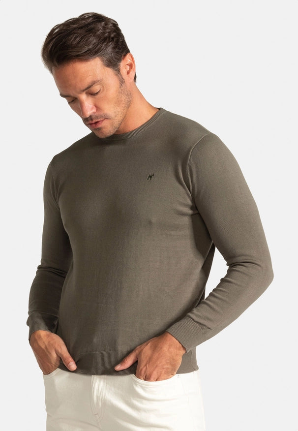Khaki Round Neck Sweater-Sweater-Williot-S-Urbanheer