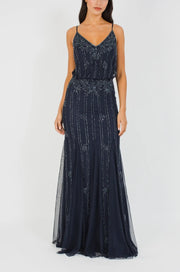 Keeva Maxi Dress - Navy-lace and beads-6-Urbanheer