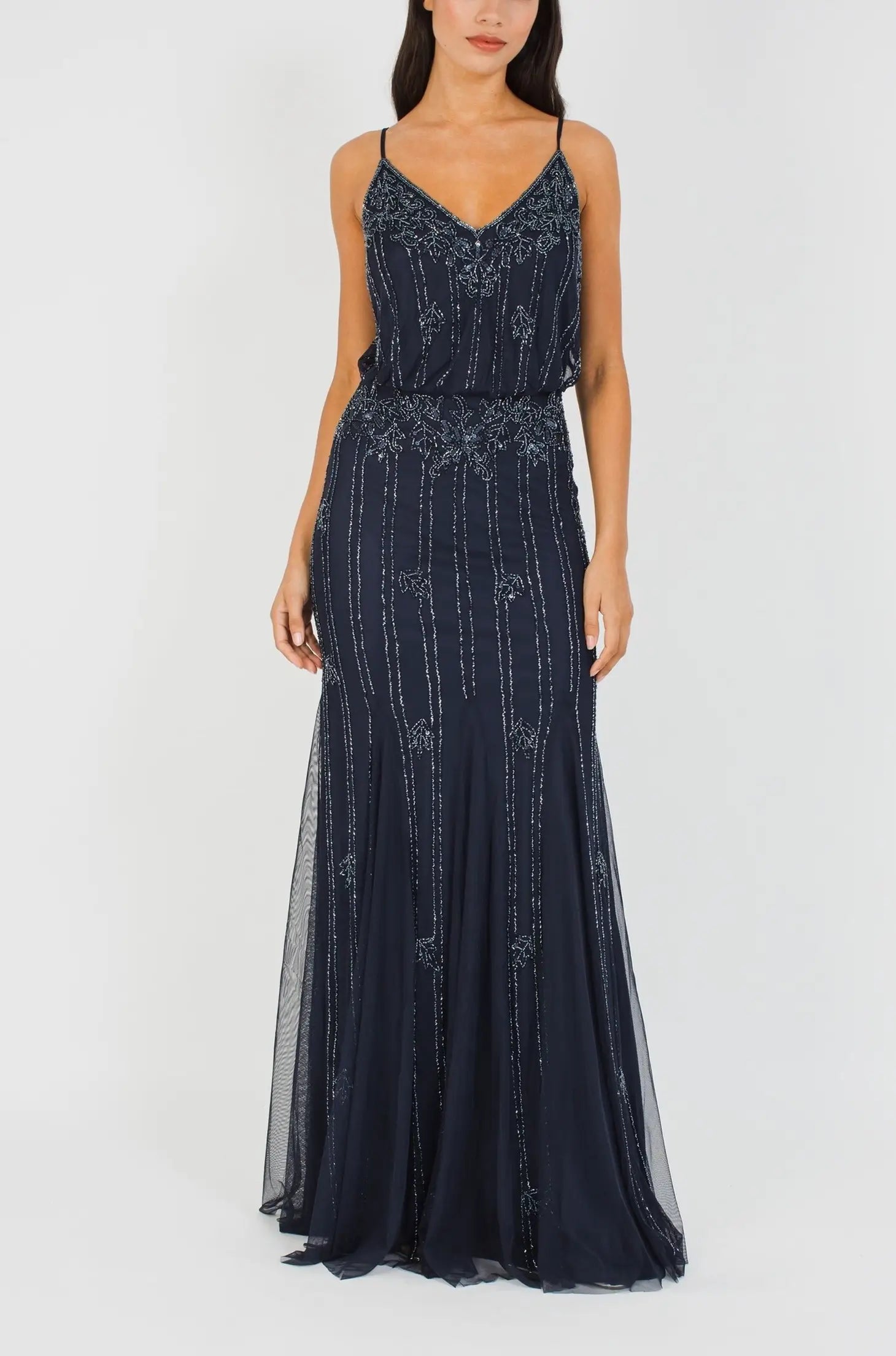 Keeva Maxi Dress - Navy-lace and beads-6-Urbanheer