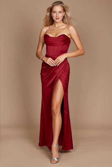 Dylan & Davids Long Satin Formal Evening Dress-Dylan & Davids-Eggplant-18-Urbanheer