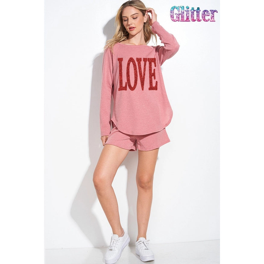 Love Sequin Lounge Set Mauve-Sets-Faith Apparel-S-Urbanheer