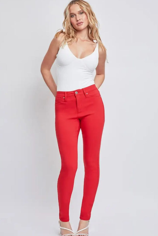 YMI Jeanswear Full Size Hyperstretch Mid-Rise Skinny Jean-UHX-Ruby Red-S-Urbanheer