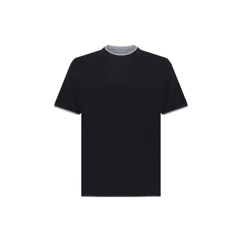 Brunello Cucinelli Black Cotton T-Shirt