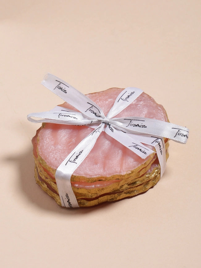 Pink Resin Coaster Set of 4-Coaster-Tiramisu-4 x 4 x 0.3 in (10.2 x 10.2 x 0.6 cm)-Urbanheer