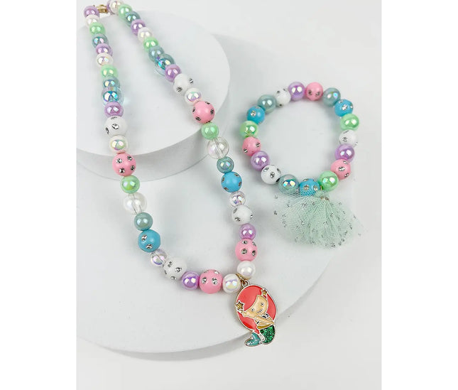 Mermaid Kids Beaded Necklace With Bracelet Set.-JHP Collection-Urbanheer