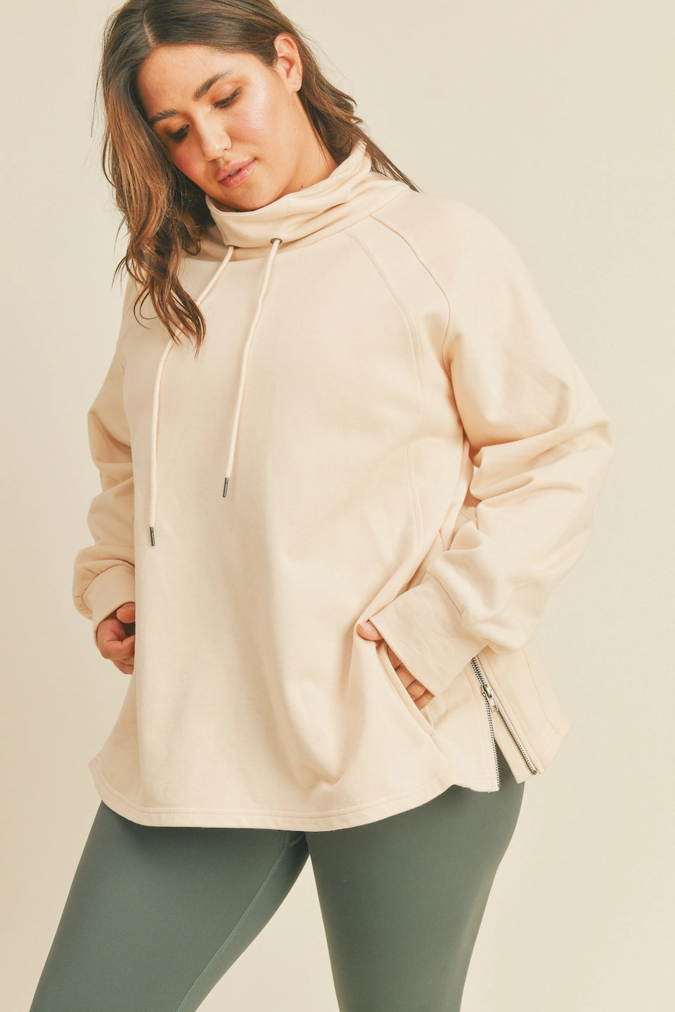 Mock Neck Side Zippers Sweatshirt-Clothing - Women-Kimberly C-Lavender-1X-Urbanheer