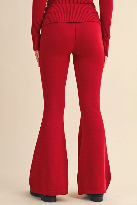 Foldover Flare Knit Sweater Pants