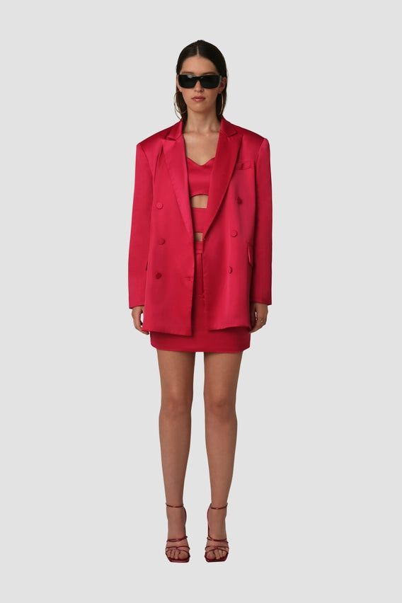 Milana Oversized Double Breast Satin Blazer Jacket-Jacket-Amy Lynn-S-Urbanheer