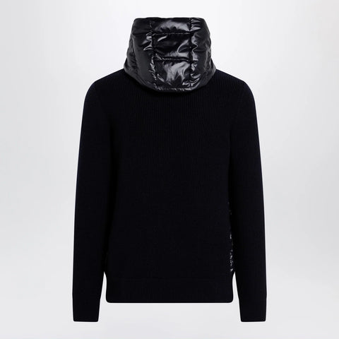 Moncler Blue padded wool zip-up hoodie