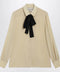 Valentino Light Beige Silk Bow Shirt