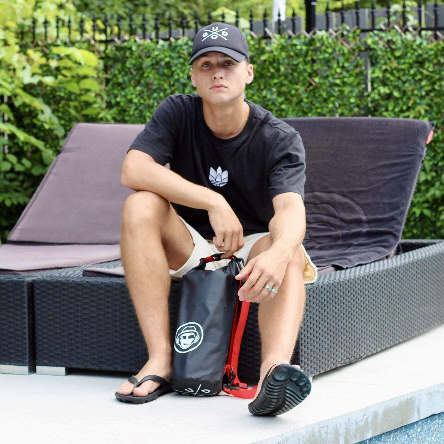 PIRATE BLACK FLIP FLOPS & DRYBAG BY GUDO-Shoes-GUDO WORLD-5 MEN / 7 WOMEN / 5 JUNIOR-Urbanheer