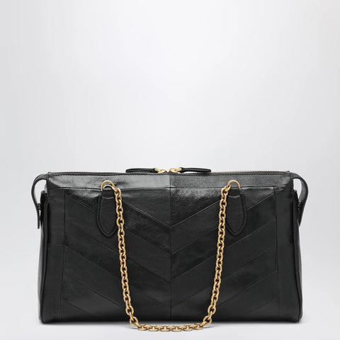 Valentino Garavani Panthea Chevron Bag in Black Leather
