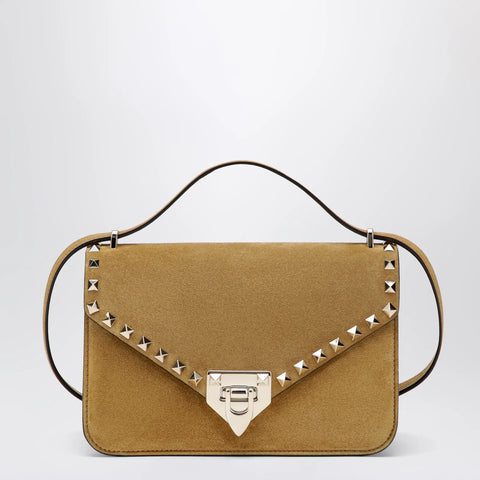 Valentino Garavani Rockstud Havana small crossbody bag in beige suede