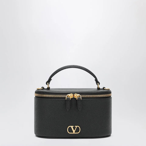 Valentino Garavani VLogo Signature Mini Vanity Bag in Black Leather