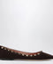 Valentino Garavani Brown Suede Rockstud Ballet Flats