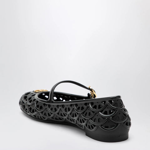 Valentino Garavani Black VLogo Signature rubber ballet flats