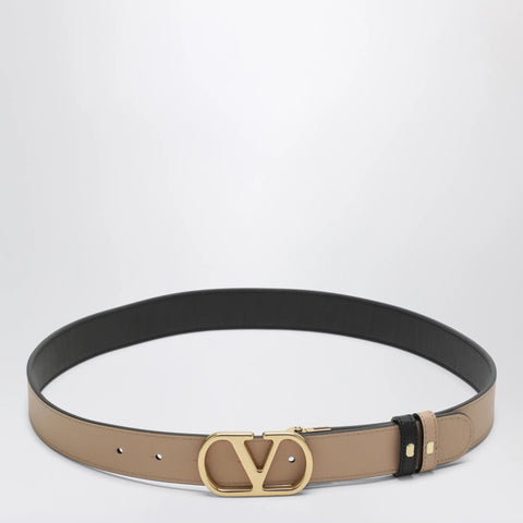 Valentino Garavani Black/Pink reversible VLogo Signature belt