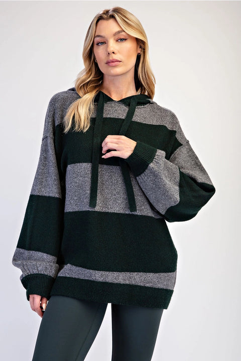 Striped Oversized Hoodie Sweater