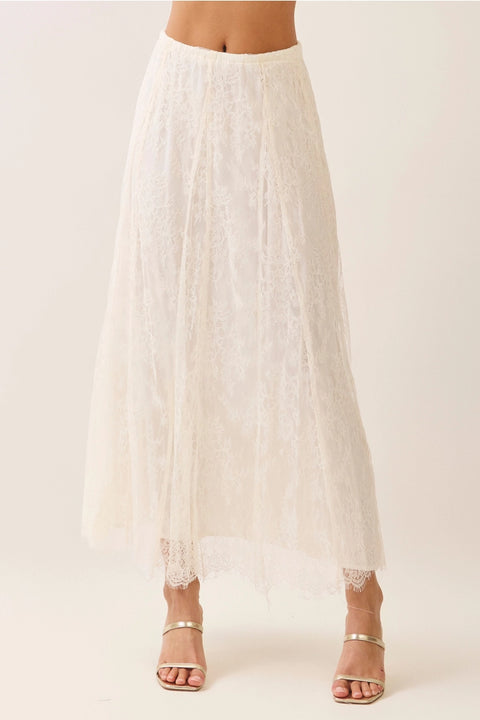 Floral Lace A-Line Maxi Skirt