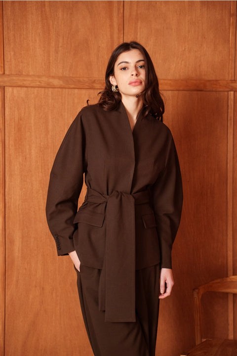 Ori Belted Kimono-Style Jacket