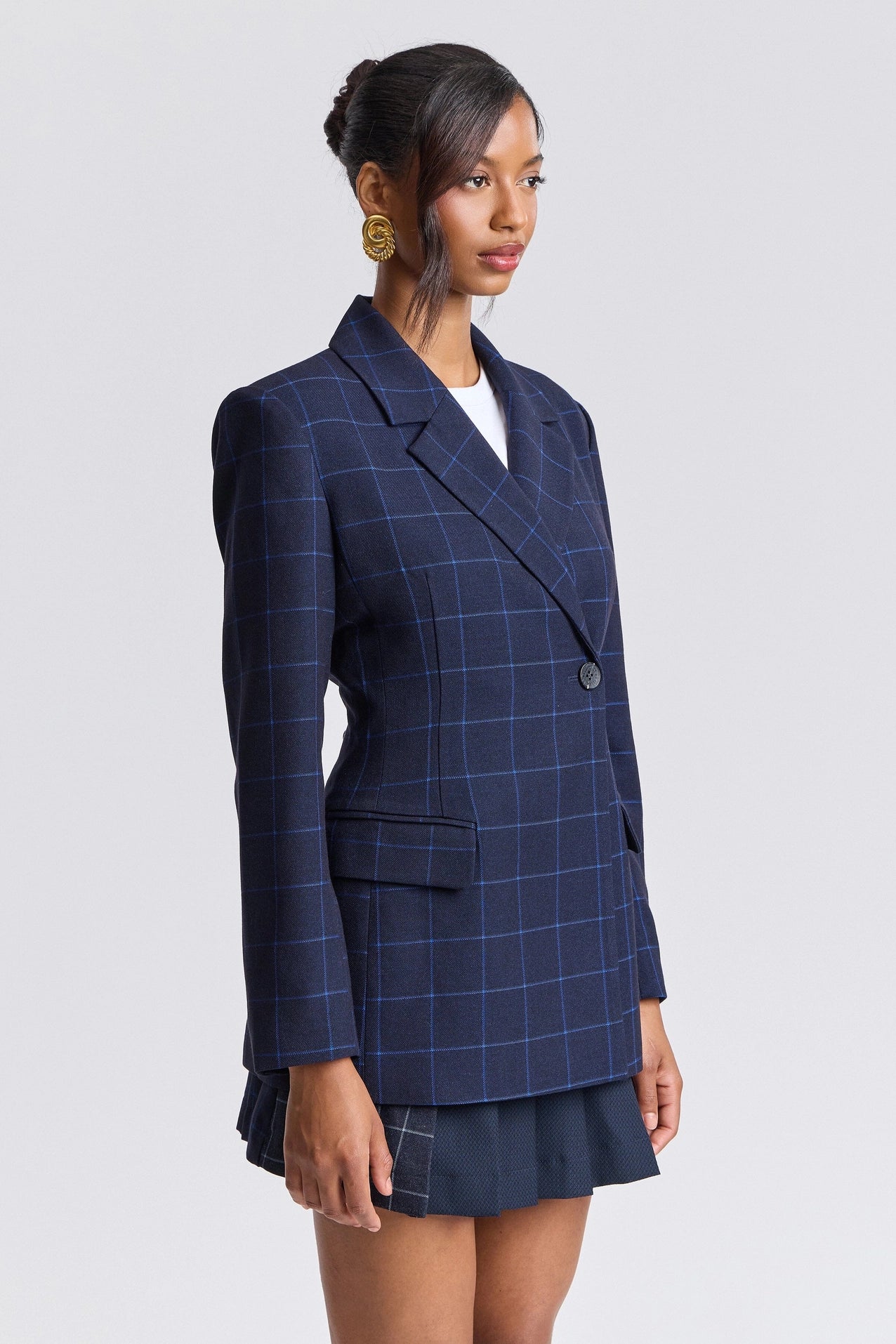 Windowpane Hourglass Tailored Blazer