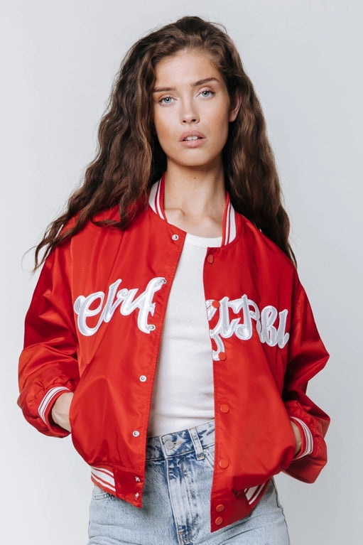 Felicia Satin Bomber | Red-Colorful Rebel-Red-S-Urbanheer