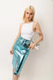 Lupe High Waist Metallic Knee Length Skirt Ice Blue-Skirts-Amy Lynn-S-Urbanheer