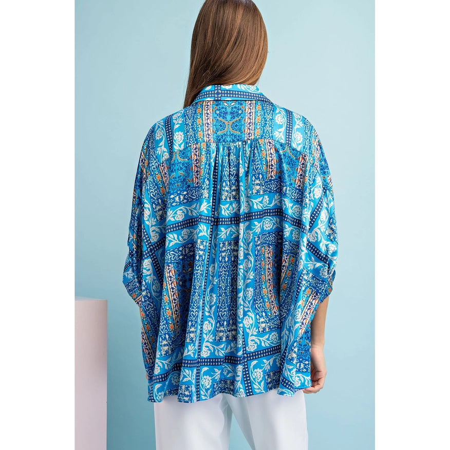 Boxy Fit Blouse Blue-Blouse-Faith Apparel-S-Urbanheer