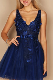 Navy Dylan & Davids Short Formal Prom Dress-Dylan & Davids-Navy-2-Urbanheer